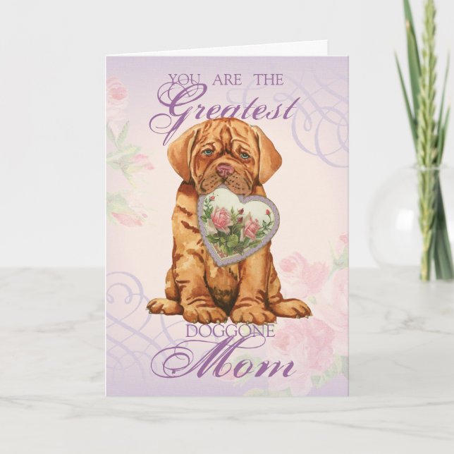 Tarjeta Festiva Dogue Heart Mom (Anverso)