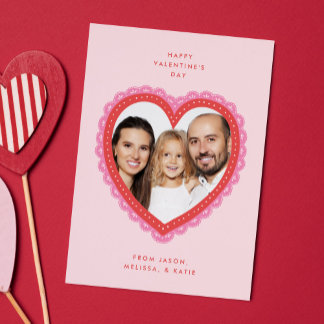 Tarjeta Festiva Doily Lace Heart Valentine's Day Photo