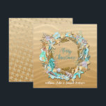 Tarjeta Festiva Dólar de arena de Starfish Tropical Beach Seashele<br><div class="desc">Batalla tropical con Starfish,  Seashells,  caballitos de mar,  Perlas y Dólares de arena en una playa de arena. Para aquellos afortunados que no tienen que lidiar con toneladas de nieve y pueden ir a la playa en invierno.</div>