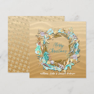 Tarjeta Festiva Dólar de arena de Starfish Tropical Beach Seashele