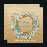 Tarjeta Festiva Dólar de arena de Starfish Tropical Beach Seashele<br><div class="desc">Batalla tropical con Starfish,  Seashells,  caballitos de mar,  Perlas y Dólares de arena en una playa de arena. Para aquellos afortunados que no tienen que lidiar con toneladas de nieve y pueden ir a la playa en invierno.</div>