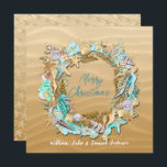 Tarjeta Festiva Dólar de arena de Starfish Tropical Beach Seashele<br><div class="desc">Batalla tropical con Starfish,  Seashells,  caballitos de mar,  Perlas y Dólares de arena en una playa de arena. Para aquellos afortunados que no tienen que lidiar con toneladas de nieve y pueden ir a la playa en invierno.</div>
