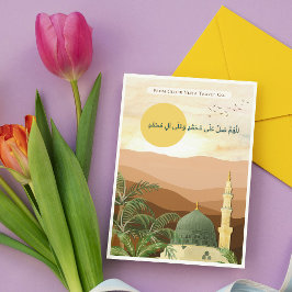 Tarjeta Festiva Dome Verde Premium Mezquita Nabawi Eid Hajj Umrah