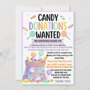 Tarjeta Festiva Donación de dulces de Halloween 