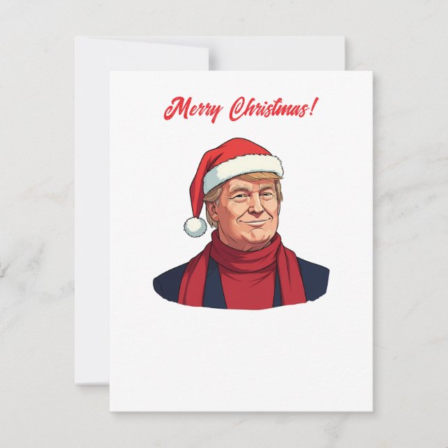 Tarjeta Festiva Donald Trump con Gorra de Santa Claus Feliz Navida (Anverso)