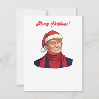 Tarjeta Festiva Donald Trump con Gorra de Santa Claus Feliz Navida