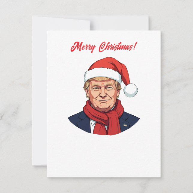 Tarjeta Festiva Donald Trump con Gorra de Santa Claus Feliz Navida (Anverso)