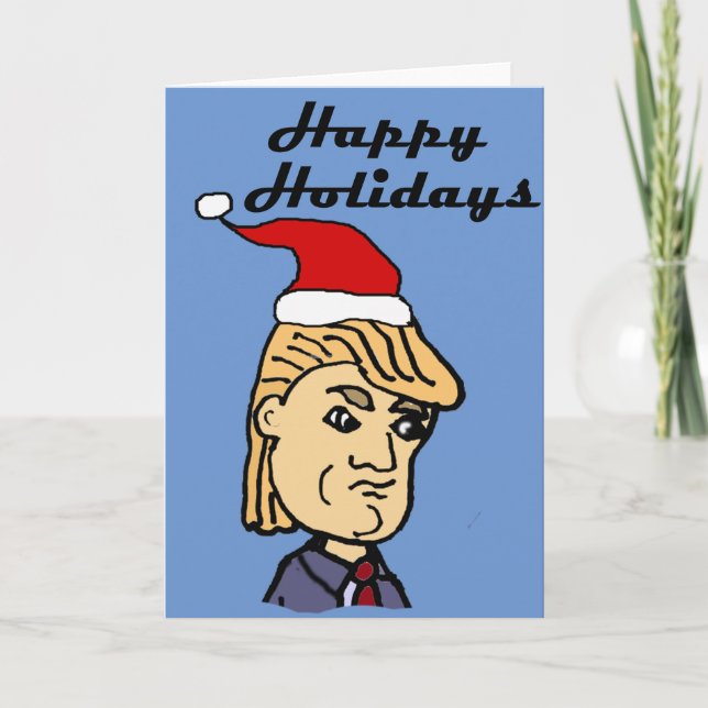 Tarjeta Festiva Donald Trump divertido en dibujo animado del (Anverso)
