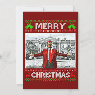 Tarjeta Festiva Donald Trump Navidades Funny Santa Hat Red