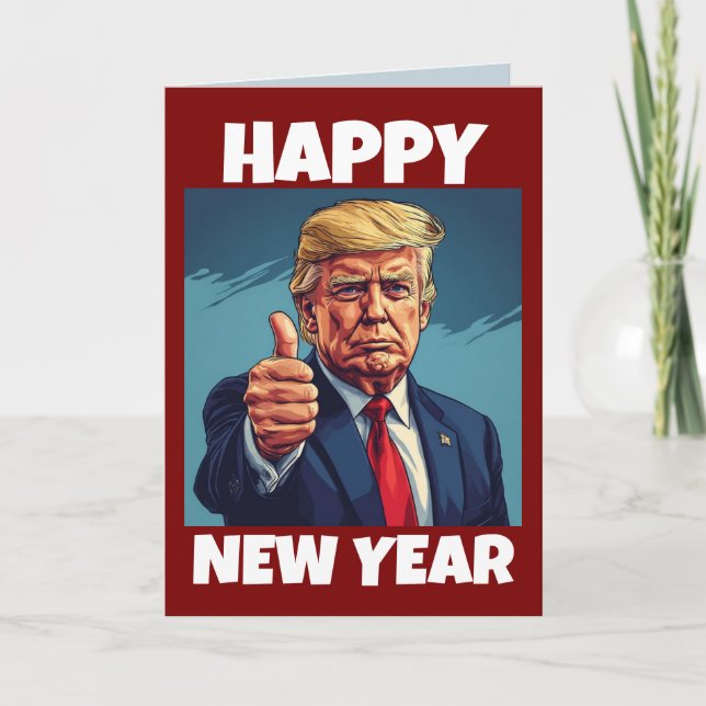 TARJETA FESTIVA DONALD TRUMP NEW YEARS GREETING CARD (Anverso)