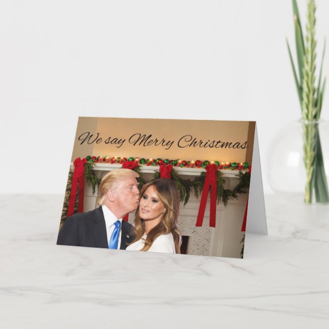 Tarjeta Festiva Donald y Melania: ¡Decimos Feliz Navidad! (Anverso)
