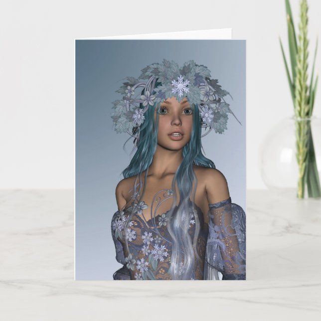 Tarjeta Festiva Doncella de la nieve (Anverso)