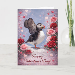 Tarjeta Festiva Donde el amor toma vuelo – Puffin Día de San Valen