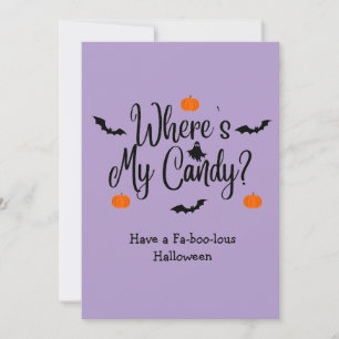 Tarjeta Festiva ¿Dónde está mi caramelo - Truco o trato de Hallowe