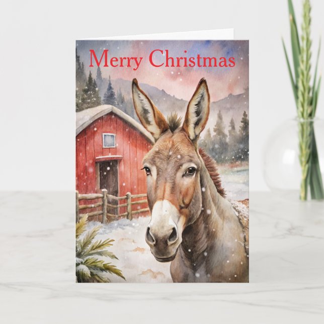 Tarjeta Festiva Donkey at Christmas (Anverso)