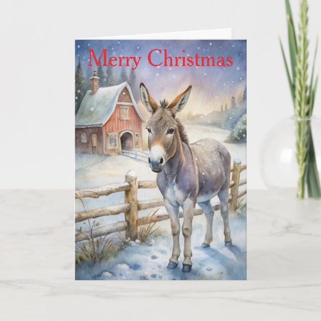 Tarjeta Festiva Donkey at Christmas (Anverso)
