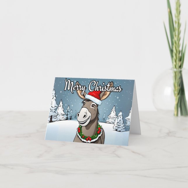 Tarjeta Festiva Donkeys Merry Christmas (Anverso)