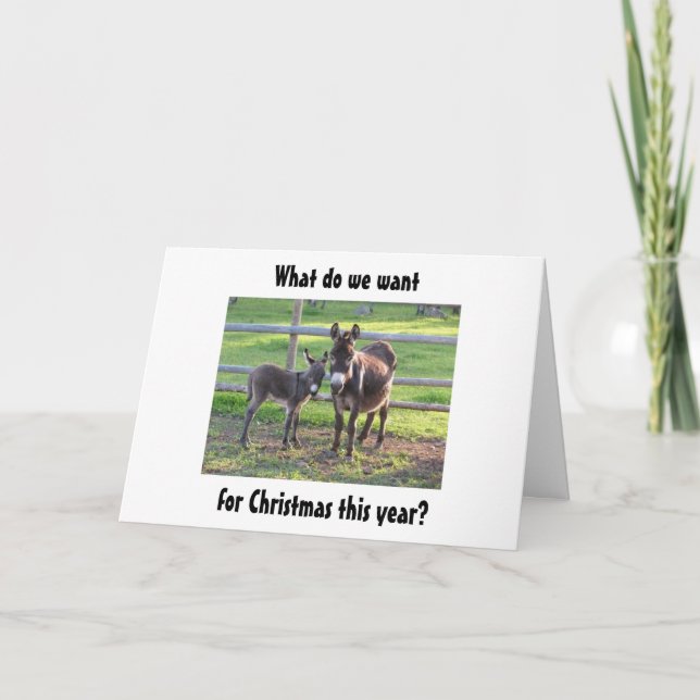 TARJETA FESTIVA DONKEYS QUIERE QUE TENGAS LOS MEJORES NAVIDADES (Anverso)
