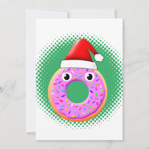 Tarjeta Festiva Donut Con Los Ojos Y Sprinkels Gorras Dibujando