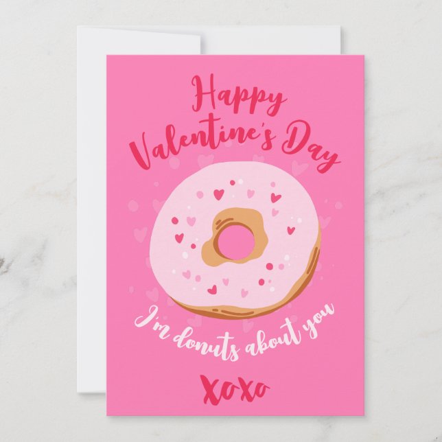 Tarjeta Festiva Donuts about you XOXO Love Hearts Valentines Pink (Anverso)
