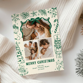 Tarjeta Festiva Doodle 3 Navidades fotográficos