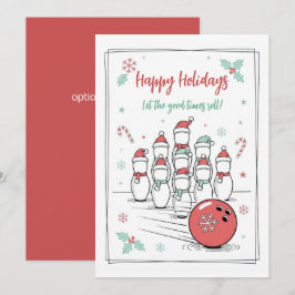 Tarjeta Festiva Doodle Christmas Bowling Holiday Greeting Cards