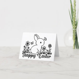 Tarjeta Festiva Doodle de conejo de Pascua