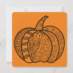 Tarjeta Festiva Doodle de Halloween boho mandala calabazas Otoño
