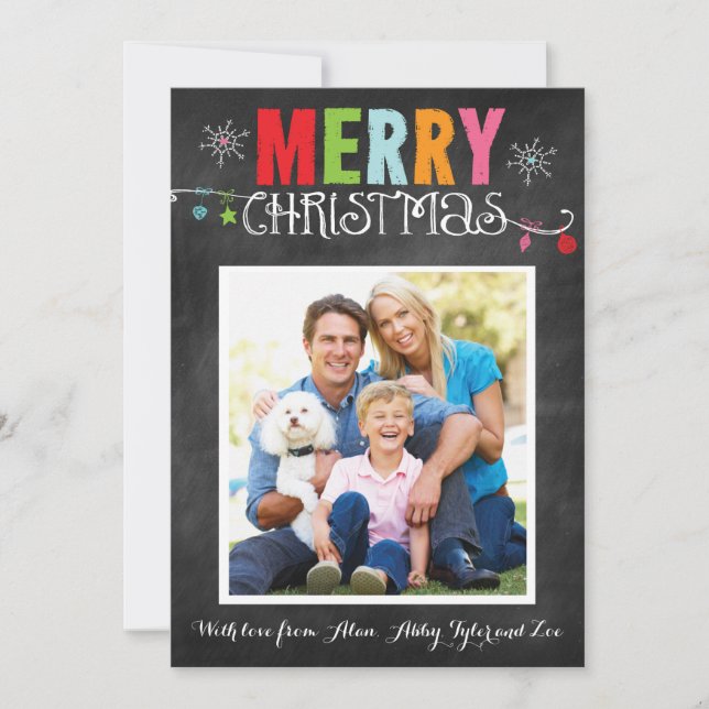 Tarjeta Festiva Doodle de Merry Christmas Chalkboard (Anverso)