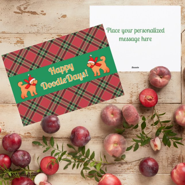 Tarjeta Festiva Doodle dorado dorado perro personalizado (Fun cute doodle yellow puppy can be personalized.)