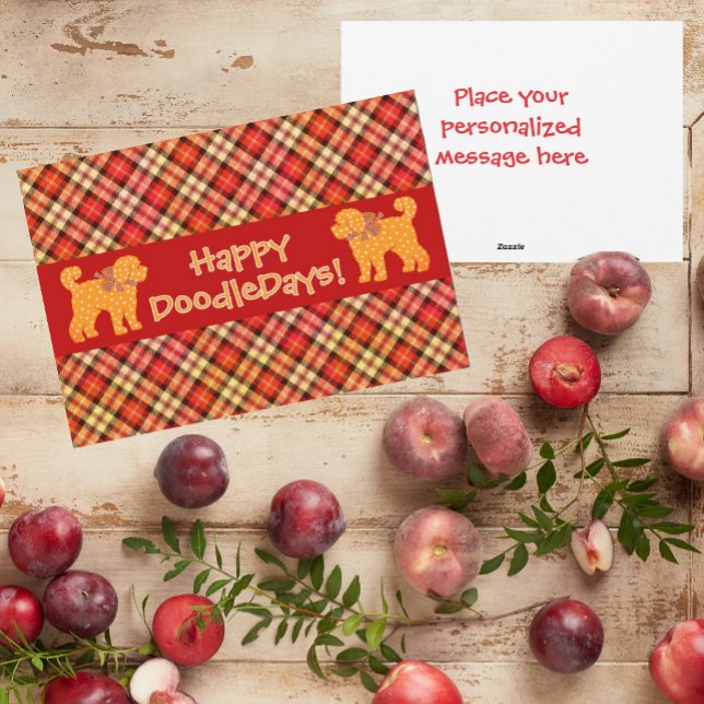 Tarjeta Festiva Doodle dorado dorado perro personalizado (Happy DoodleDays!)