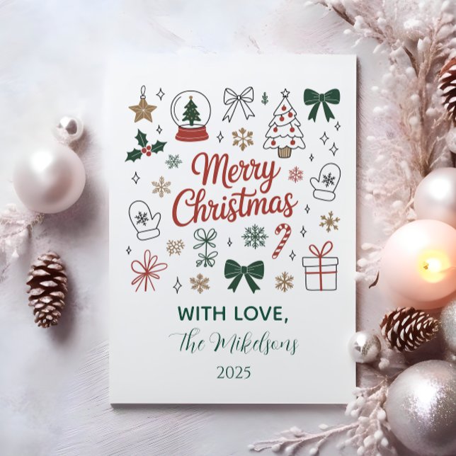 Tarjeta Festiva Doodle Line Art Christmas (Subido por el creador)