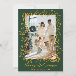 Tarjeta Festiva Doodles de muérdago de color editable 2 Fotos Feli