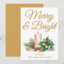 Tarjeta Festiva Dorado manuscrito merry y brillante