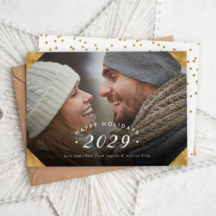 Tarjeta Festiva Dorado Photo Overlay Happy HoliFlat