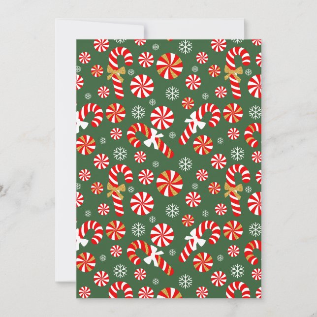 Tarjeta Festiva Dorado Winter Sweet Snowfall Candy Cane (Anverso)
