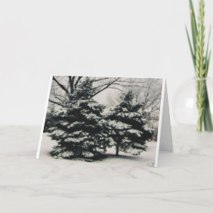 Tarjeta Festiva Dos árboles en el invierno (tarjeta de