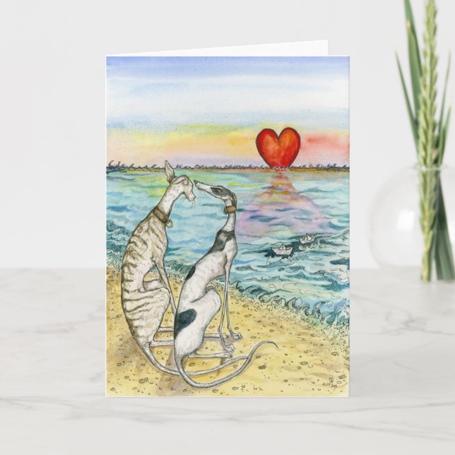 Tarjeta Festiva "Dos barcos de papel " (Anverso)