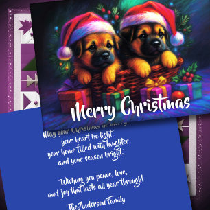 Tarjeta Festiva Dos Cachorros Cubiertos de Santa Sat