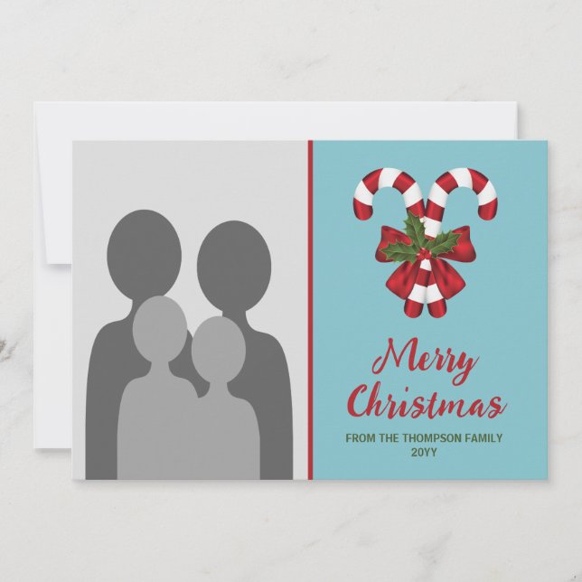 Tarjeta Festiva Dos Cañones Rojos Y Blancos Con Foto Personalizado (Anverso)