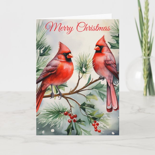 Tarjeta Festiva Dos cardenales (Anverso)