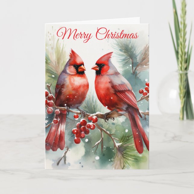 Tarjeta Festiva Dos cardenales (Anverso)