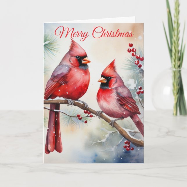 Tarjeta Festiva Dos cardenales (Anverso)