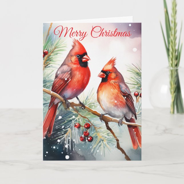 Tarjeta Festiva Dos cardenales (Anverso)