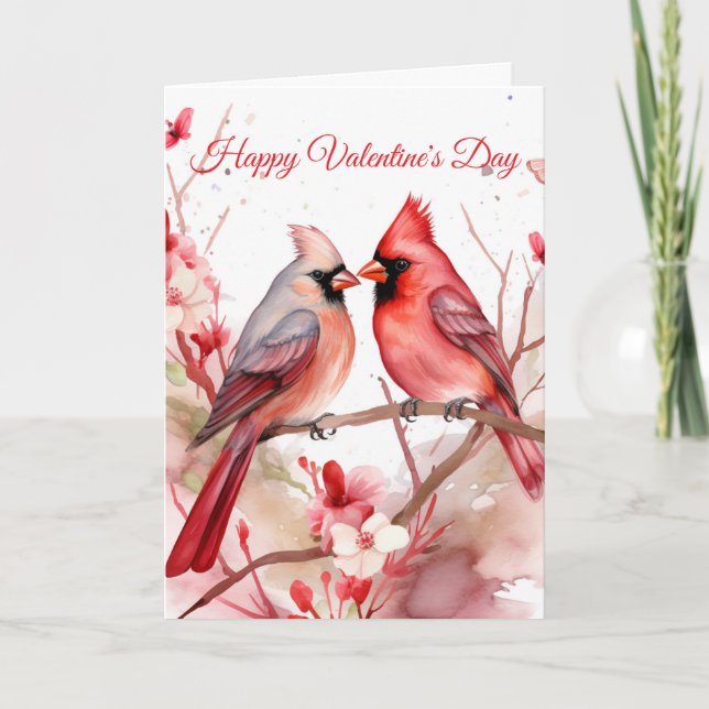 Tarjeta Festiva Dos cardenales de San Valentín (Anverso)