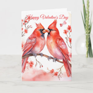 Tarjeta Festiva Dos Cardenales de San Valentín