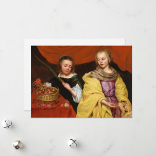 Tarjeta Festiva Dos Chicas como San Agnés y San Dorotea