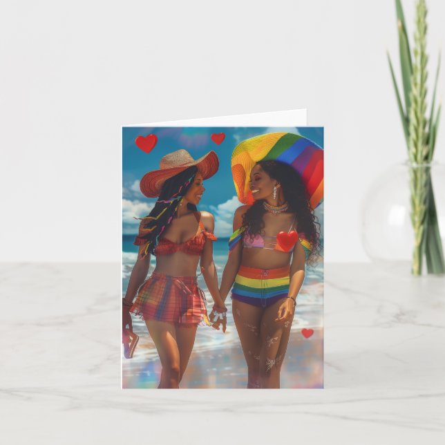 Tarjeta Festiva Dos Chicas de San Valentín adoran el arte digital (Anverso)