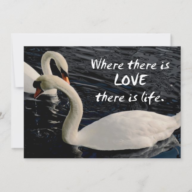 Tarjeta Festiva Dos cisnes en el lago (Anverso)