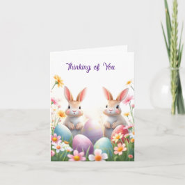 Tarjeta Festiva Dos conejos en Pascua